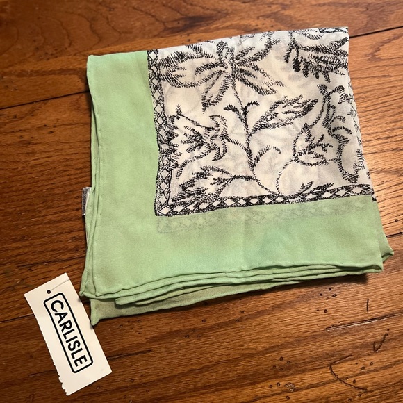 NWT $125 Carlisle | Silk | Cottagecore | Floral Vintage Scarf in Mint - Picture 13 of 15